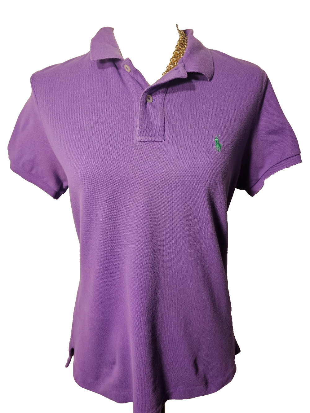 Ralph Lauren The Skinny Polo Womens Purple Large Slim Fit Cotton Short Sleeve